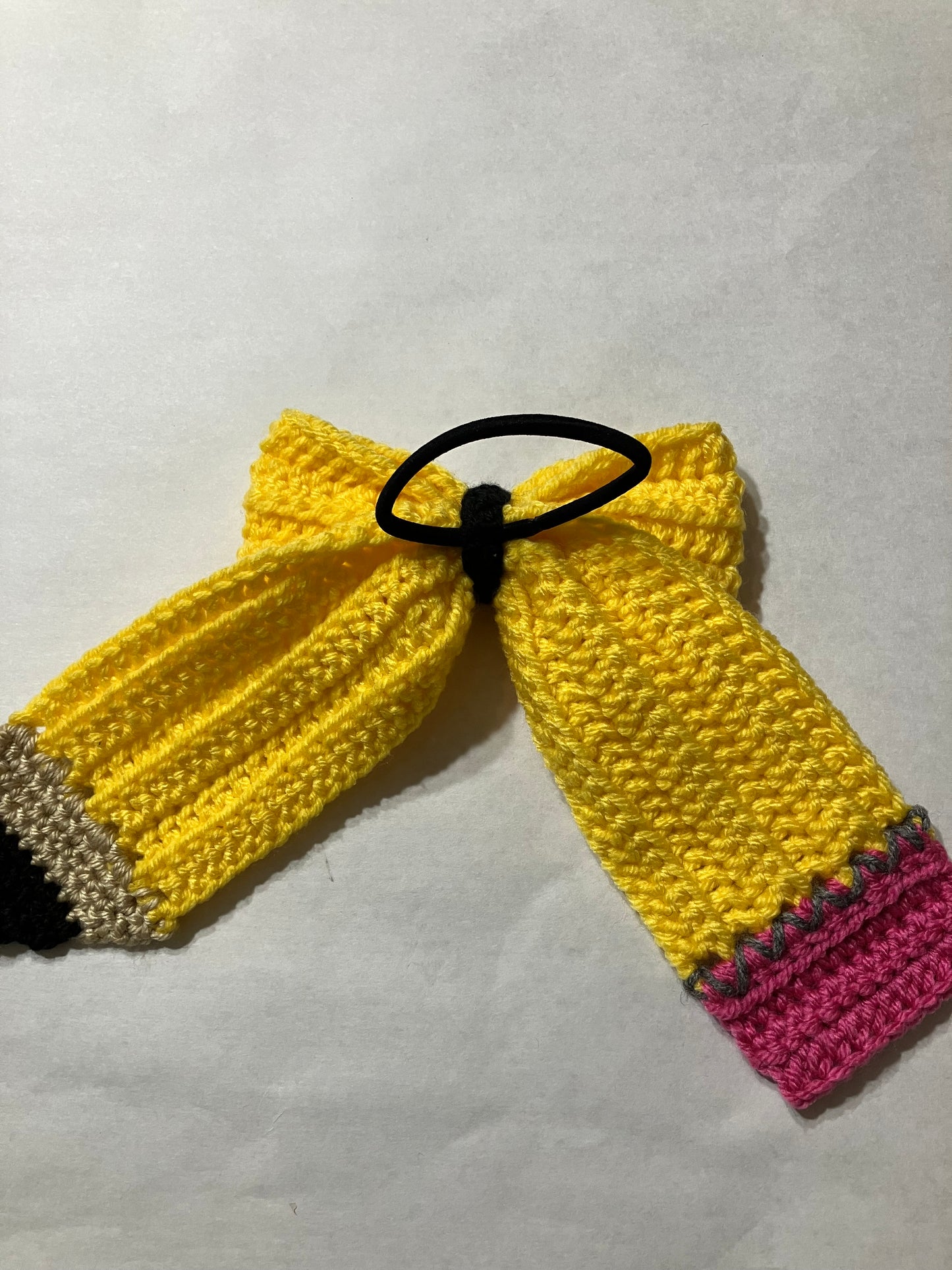 Crochet Pencil Hair Bow – Handmade Back-to-School Style